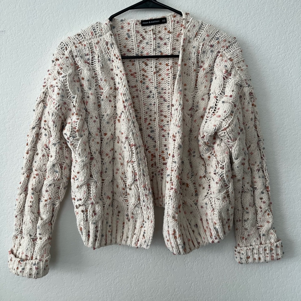 Chunky Confetti Cable Knit Sweater Cardigan T.J.Maxx Size XS Moon & Madison